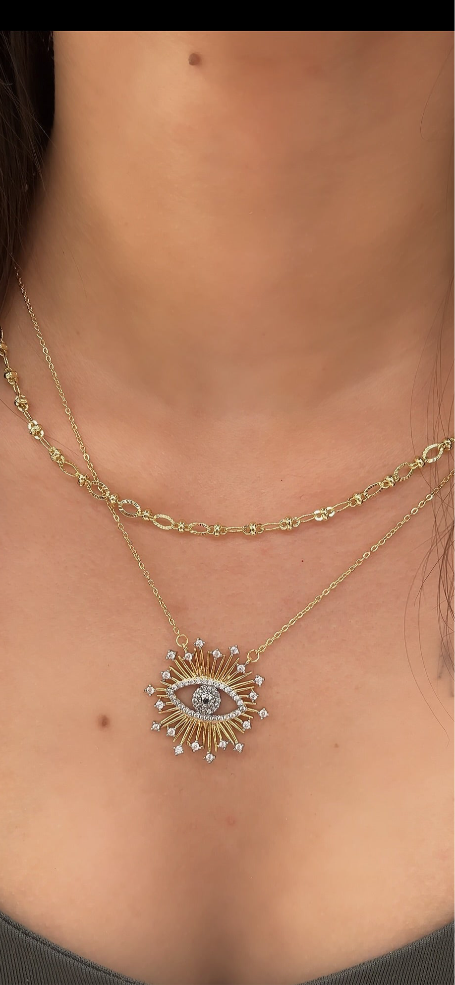 Zirkon Taşlı Göz Model Kolye