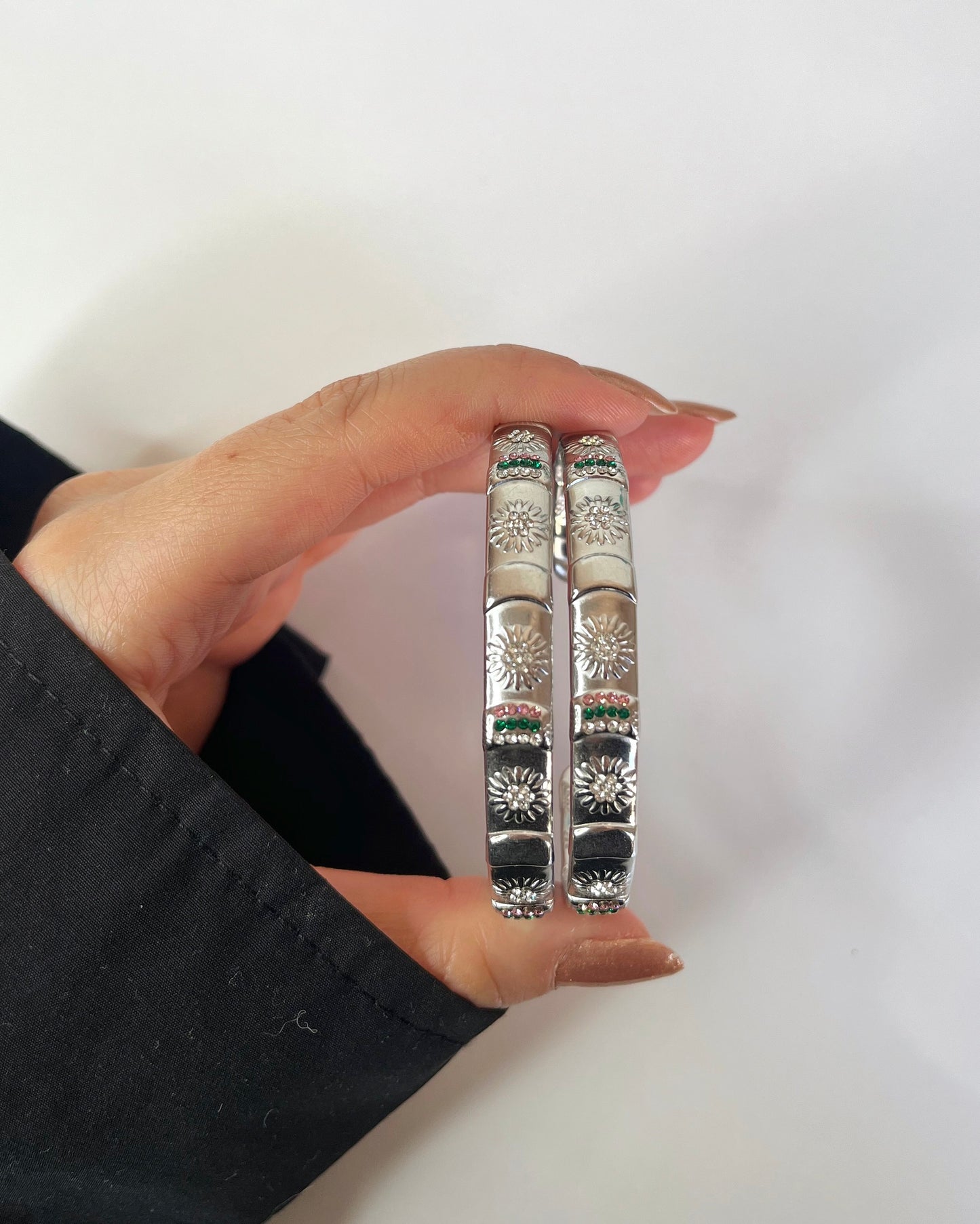 Çelik | Renkli Taşlı Vintage Bileklik