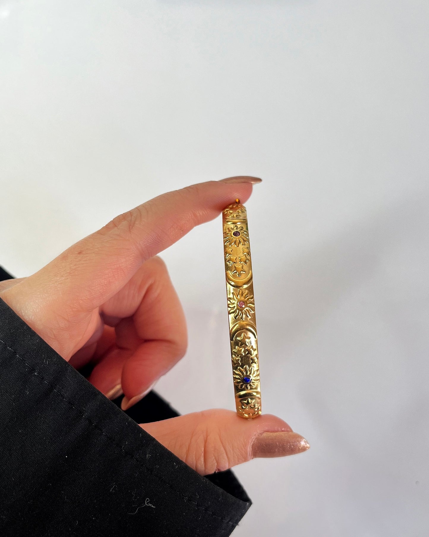 Çelik | Renkli Taşlı Vintage Bileklik