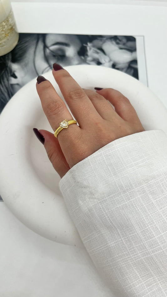 Gold kalp detaylı yüzük