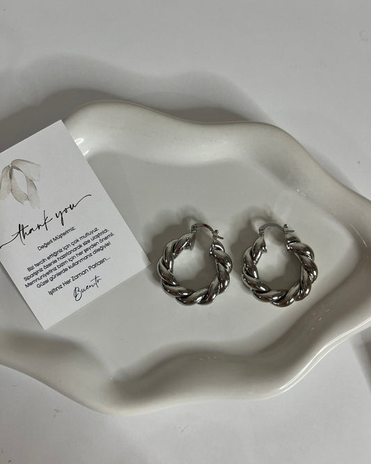 Silver Vintage Sarmalı Halka Küpe