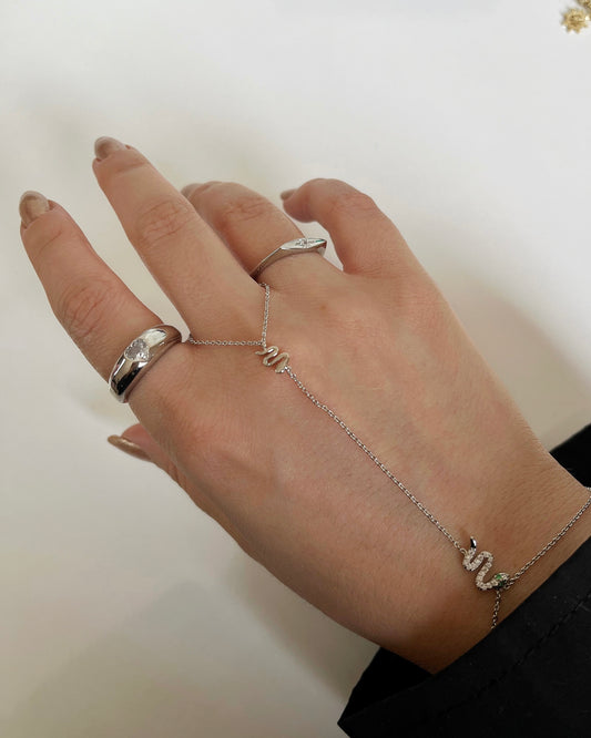 Silver Zirkon taşlı yılan figürlü Şahmeran