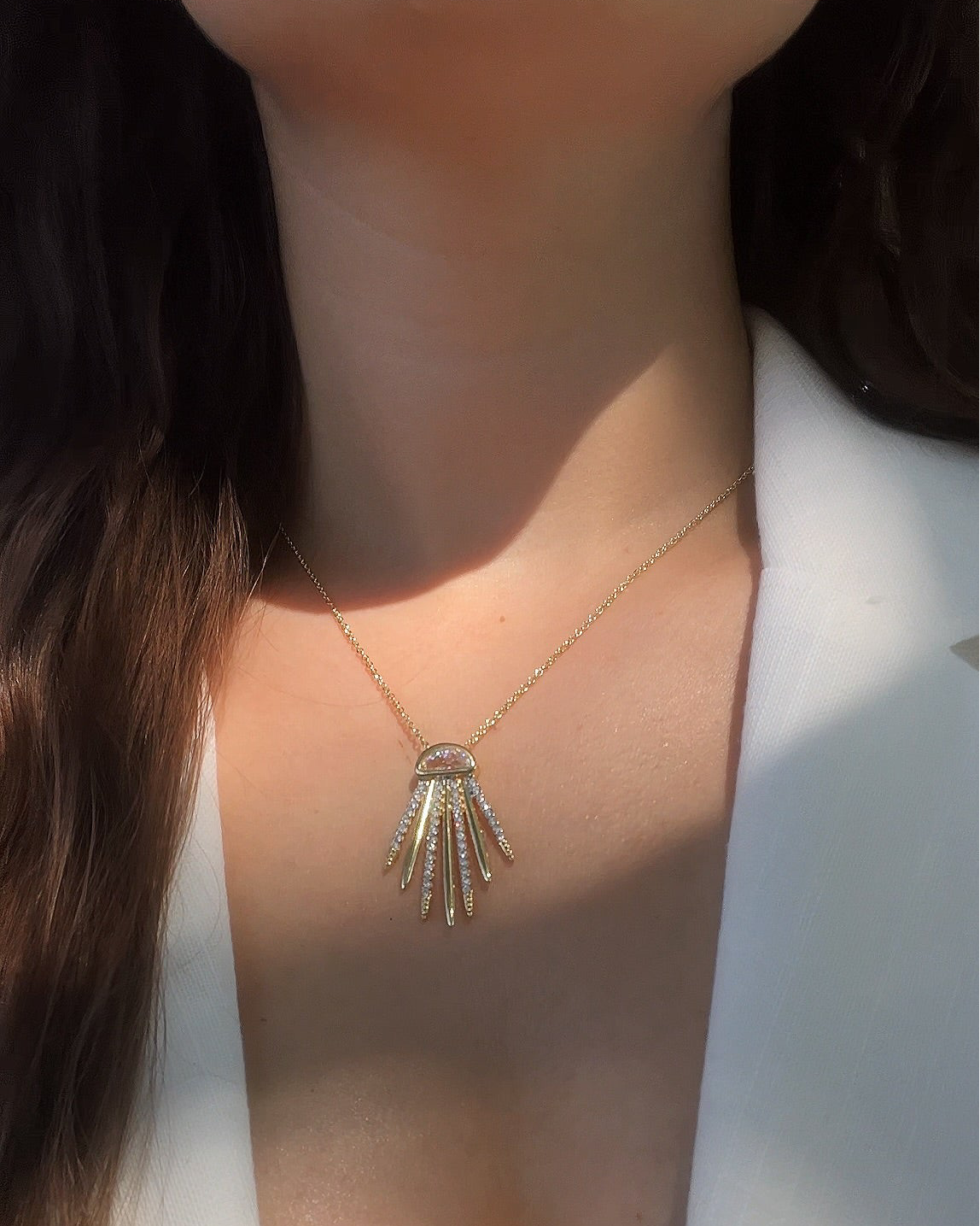 Çelik Zincir Zirkon Taşlı Mariella Kolye