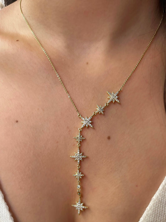 Zirkon Yıldız tasarımlı Y Kolye