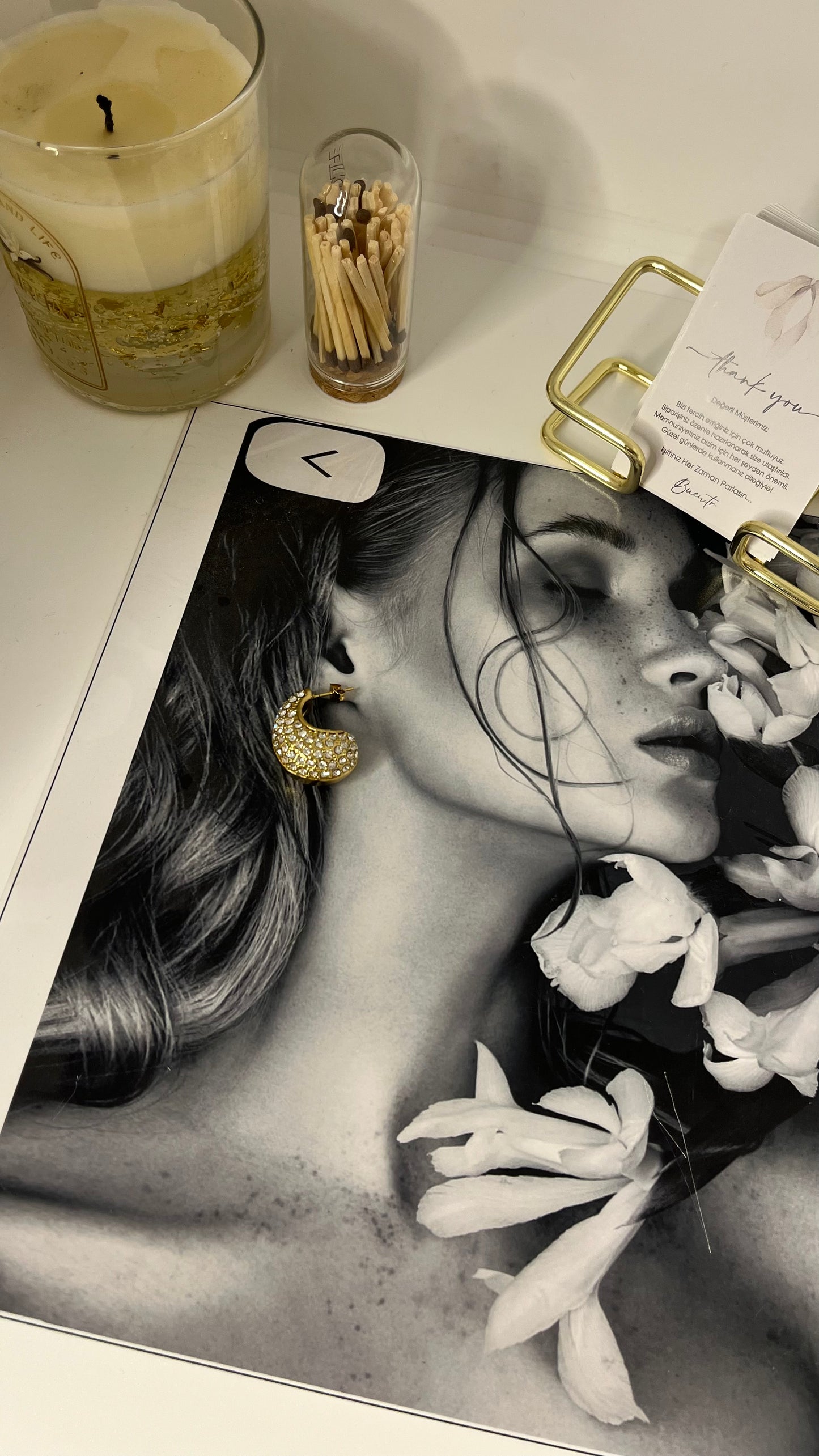 Çelik | Taşlı Küpe