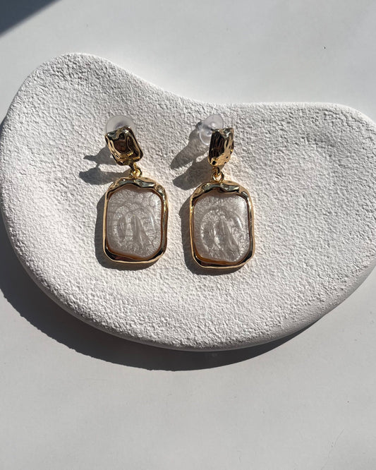 Çelik Sedefli Gold Küpe