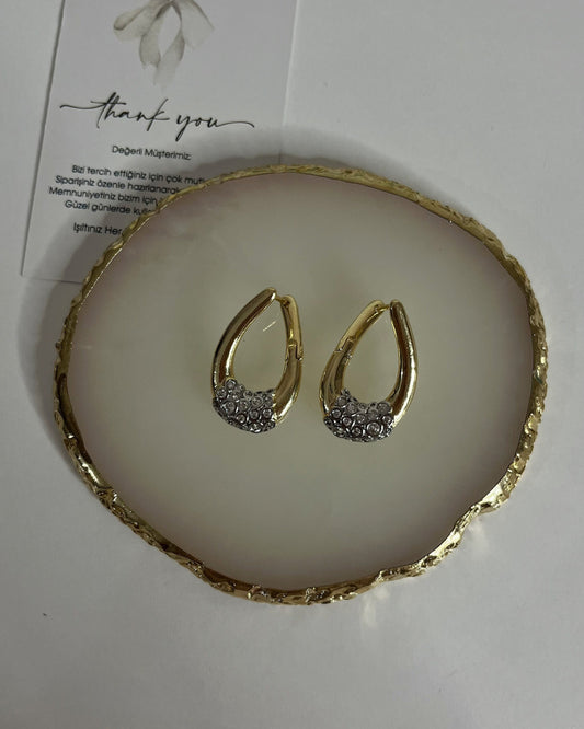 Gold Oval Damla Küpe