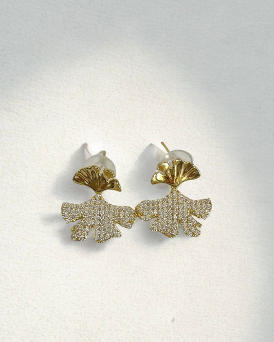 Gold Zirkon Taşlı Küpe