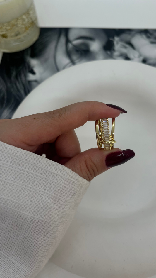 Baget Taşlı Üçlü Yüzük