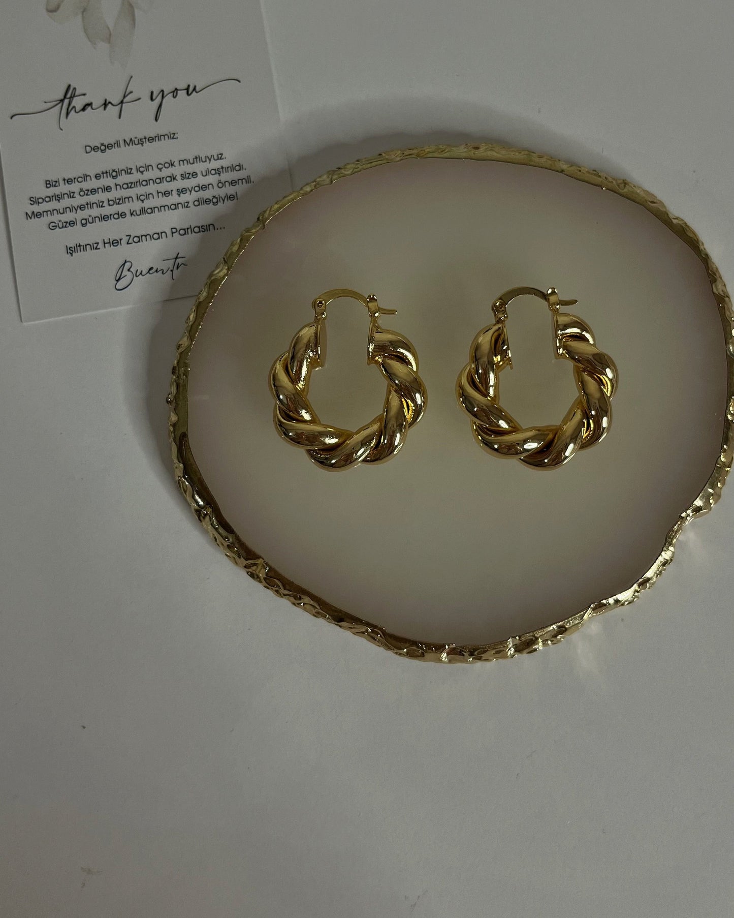 Gold Vintage Sarmal Halka Küpe