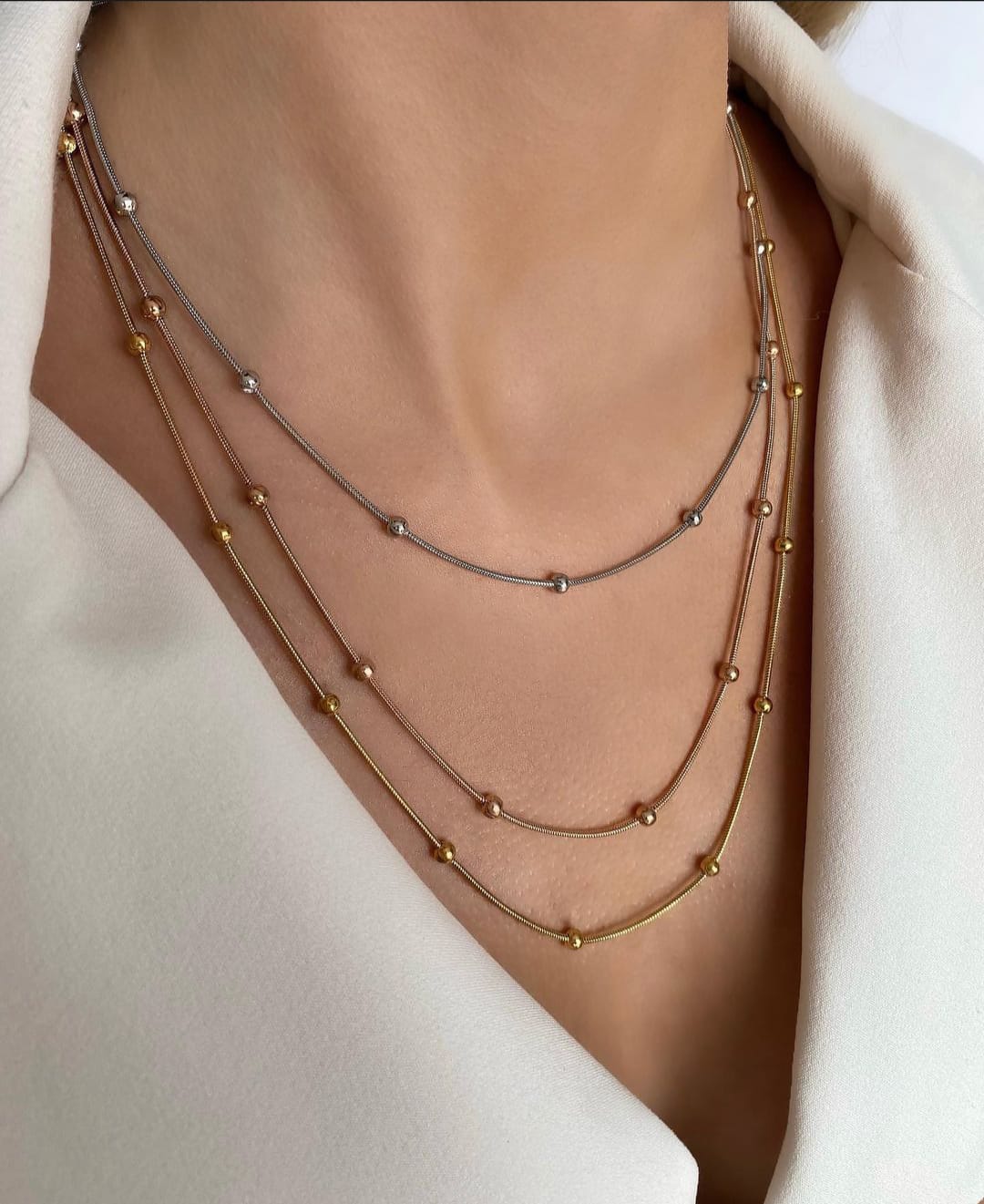 Gold Dorika Toplu 3’lü Kolye