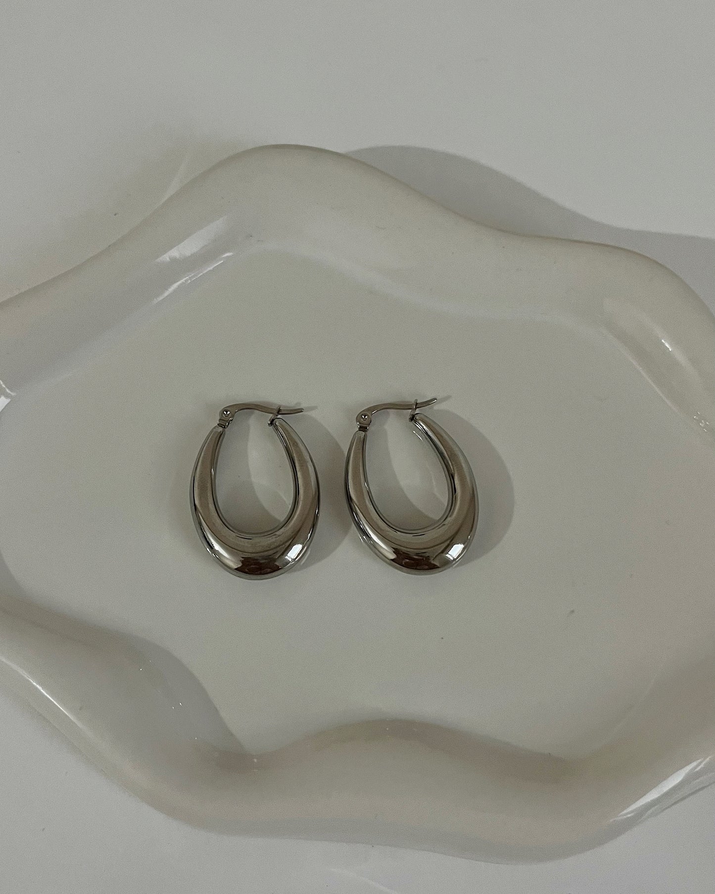 Silver Oval küpe